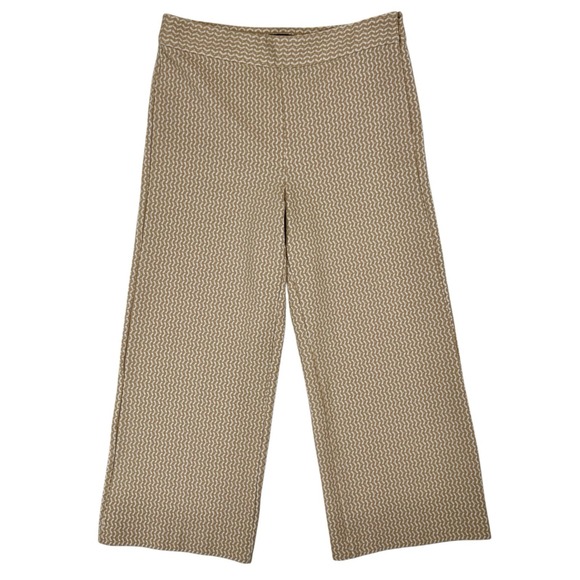 Ann Taylor Pants - Ann Taylor Wide Leg Cropped Pants Size 8 Textured Stretch Knit Office Casual